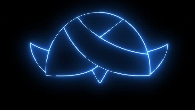 Animation of a typical Indonesian blangkon icon with a glowing neon effect