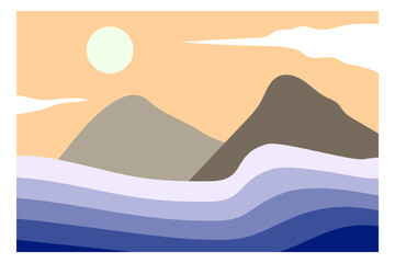 Fototapeta na wymiar mountain landscape minimalist flat vector illustration