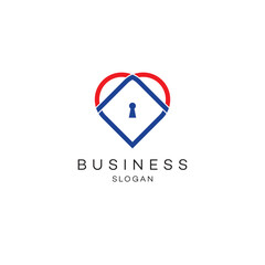 Heart love home keylock care health old age home logo design	