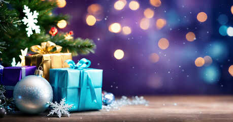 Christmas tree with gifts banner - AI generated