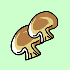 flat illustration design of fruit and vegetables, watermelon eggplant orange broccoli beans carrots potatoes chili fried chicken mushrooms bananas longan leaves shredded meat