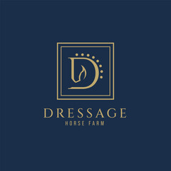 Letter D monogram horse logo, letter D horse logo, horse head logo