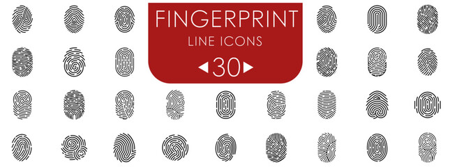 Set fingerprint scanning icon sign – stock Fingerprint scanning icon sign – stock vector 10 eps. - obrazy, fototapety, plakaty