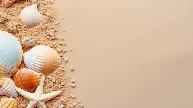 Summer background. Sea shell and sand.