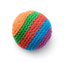 Top view of colorful knitted footbag