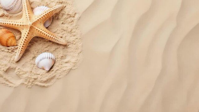 Summer background. Sea shell and sand.