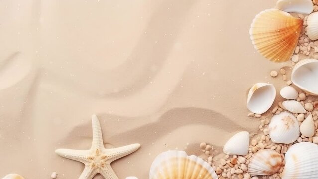 Summer background. Sea shell and sand.