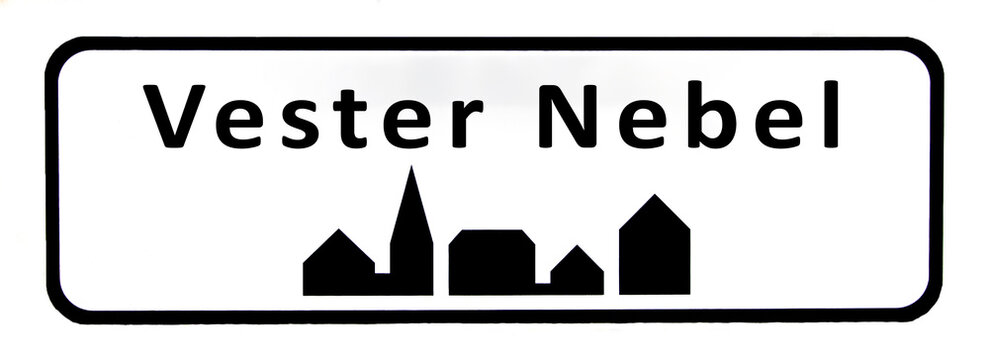 City sign of Vester Nebel - Vester Nebel Byskilt