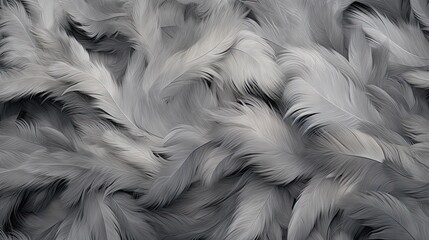 Fototapeta premium A collection of soft, feather textures in a monochrome palette. Modern backgrounds graphics, wallpaper texture, fashion event background. 