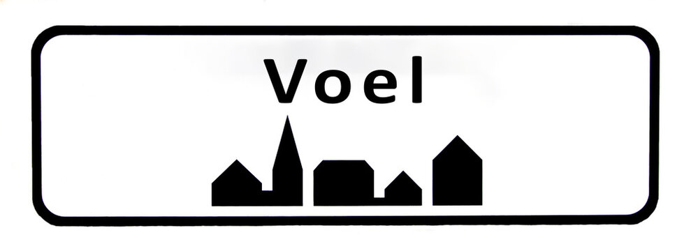 City sign of Voel - Voel Byskilt