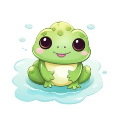 Fototapeta premium Cute cartoon 3d character frog on white background
