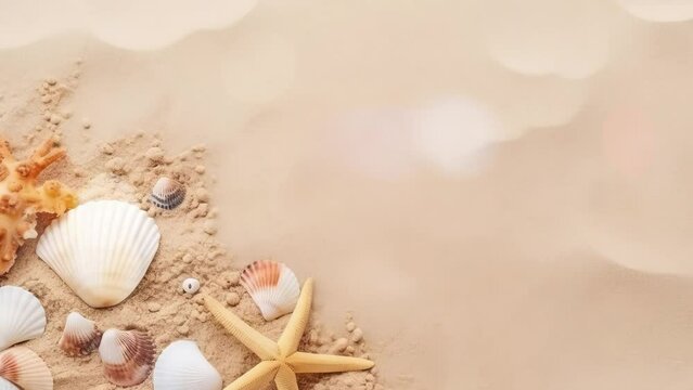 Summer background. Sea shell and sand.
