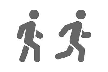 walk and run icon. walk sign. run symbol, isolated. stock vector