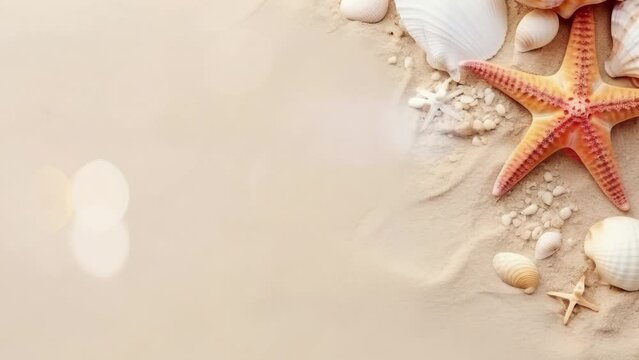 Summer background. Sea shell and sand.