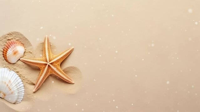 Summer background. Sea shell and sand.