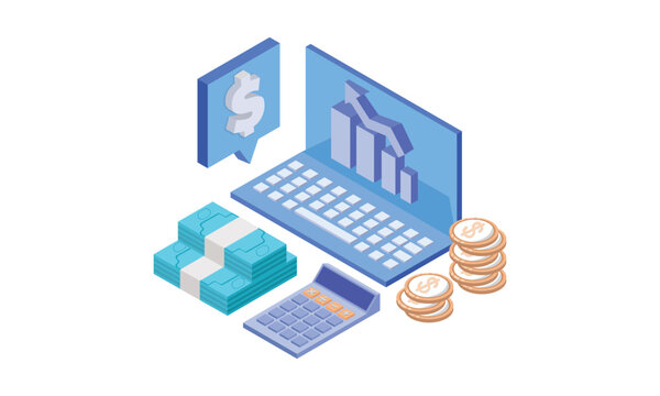 Isometric financial management concepts.on white background.3D design.isometric vector design Illustration.