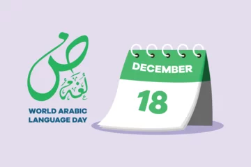 Foto op Plexiglas World Arabic language day on 18 December. Arabic Language concept. Colored flat vector illustration isolated. © klikline