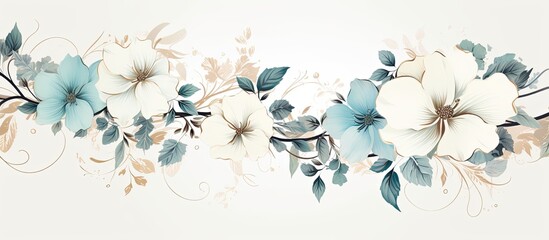 The abstract floral illustration in a vintage design showcases a creative blend of white and retro patterns adding a touch of elegance to the nature inspired background texture in this fash - obrazy, fototapety, plakaty