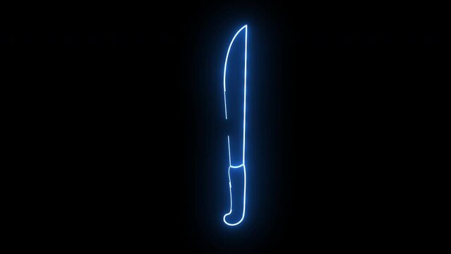 Animation of a machete icon with a glowing neon effect