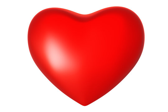 3d romantic illustration of shine red heart on white color background. 3d love design of heart