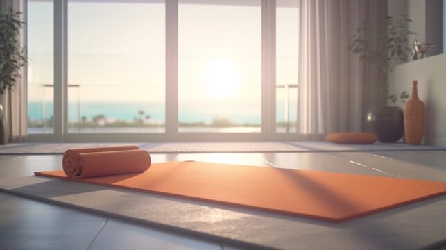 Yoga at home active lifestyle woman rolling exercise.Generative AI
