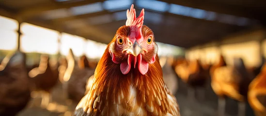 Fotobehang Raising chickens on a farm. © maniacvector