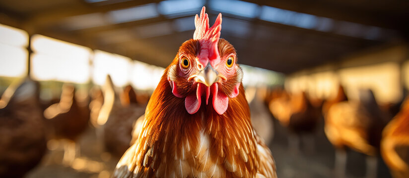 Raising chickens on a farm.