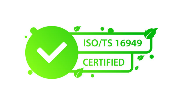 ISO/TS certified icon. Flat, green, check icon, ISO/TS 16949 certified icon. Vector icon