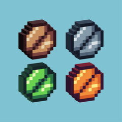 Fototapeta premium Isometric Pixel art 3d of medicine pill for items asset. medicine on pixelated style.8bits perfect for game asset or design asset element for your game design asset.