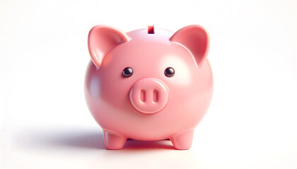 Cheerful Pink Piggy Bank 3D Illustration. Generative AI