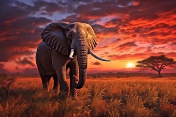 Fototapeta na wymiar The wild afria elephant. Generative AI.