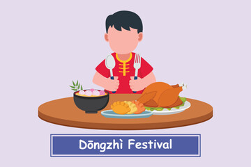 Dongzhi festival concept. Colored flat vector illustration isolated.