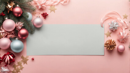 Christmas background with place to copy text, pink color