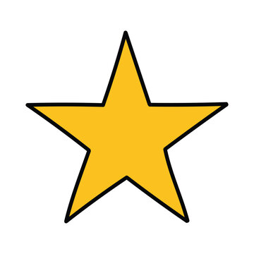 Hand-drawn cartoon doodle star gold icon on a white background.