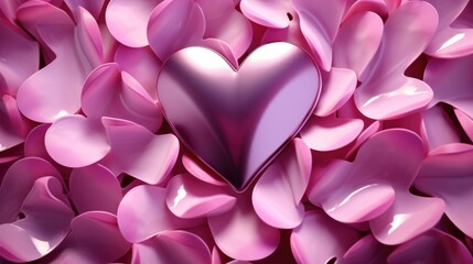 Inflated pink glossy heart shape balloon background. Valentine's, Mother's Day concept. Look like 3d. Cute Symbol of love. For card, party, design, flyer, poster, decor, banner, web, advertising.
