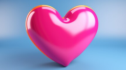 Inflated pink glossy heart shape balloon background. Valentine's, Mother's Day concept. Look like 3d. Cute Symbol of love. For card, party, design, flyer, poster, decor, banner, web, advertising.