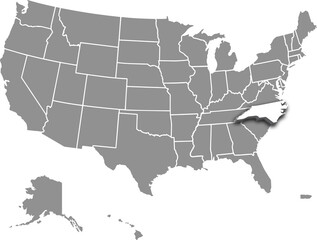 USA NORTH CAROLINA map united states city 3d map