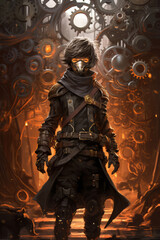 Naklejka premium Front view ninja wearing equipment