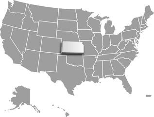 USA KANSAS map united states city 3d map - obrazy, fototapety, plakaty