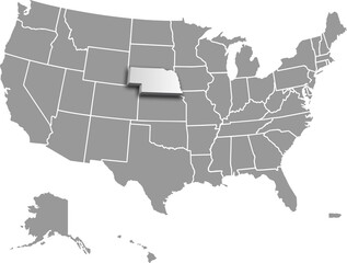 USA NEBRASKA map united states city 3d map