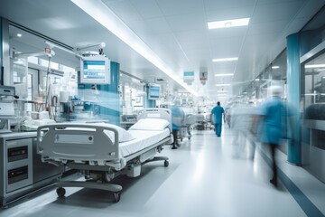 Motion blur in a hospital. Background with selective focus and copy space - Powered by Adobe