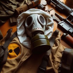 soldier   gas mask and rifle 