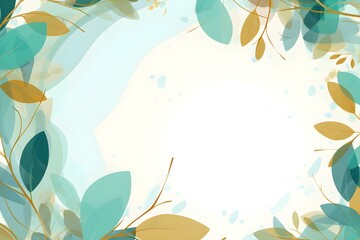 Abstract Cyan fall leaves background. Invitation and celebration card.