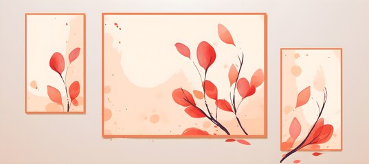 Abstract Salmon color fall leaves background. Invitation and celebration card.