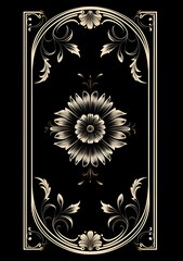 Abstract Black ornate background. Invitation and celebration card.