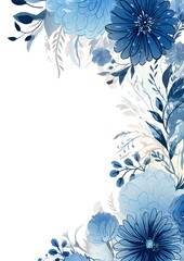 Abstract Blue Florals background. Invitation and celebration card.