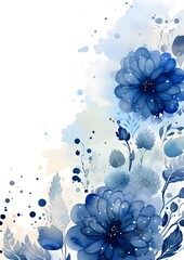 Fototapeta na wymiar Abstract Blue Florals background. Invitation and celebration card.