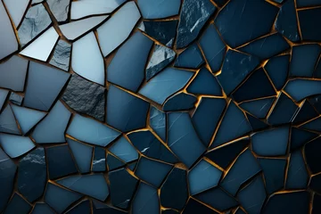 Foto op Plexiglas Generative ai collage image photo of wallpaper blue color mosaic tile renovation house concept © deagreez
