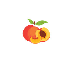 Peach. Cartoon style. Isolated fruits