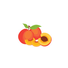 Peach. Cartoon style. Isolated fruits